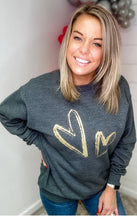 Load image into Gallery viewer, GOLD HEARTS VALENTINE EVERYDAY GRAPHIC SWEATSHIRT
