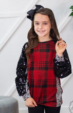 Load image into Gallery viewer, GIRLS&#39; I&#39;M A DIVA RAGLAN BALLOON LONG SLEEVE WITH SEQUINS, PLAID
