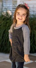 Load image into Gallery viewer, GIRLS&#39; BLANK SHORT SLEEVE: CHARCOAL BODY WITH GREY &amp; BLACK STRIPED SLEEVE
