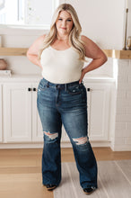 Load image into Gallery viewer, Cassandra High Rise Control Top Distressed Flare Jeans - krisglamcloset

