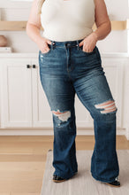 Load image into Gallery viewer, Cassandra High Rise Control Top Distressed Flare Jeans - krisglamcloset
