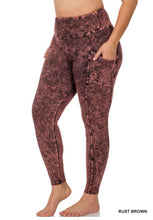 Load image into Gallery viewer, ZENANA PLUS MINERAL WASH WIDE WAISTBAND FULL LEGGINGS WITH POCKETS
