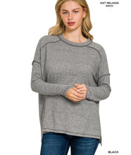 Load image into Gallery viewer, Soft Mélange Hacci Exposed Seam Hi-Low Tee
