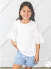 Load image into Gallery viewer, GIRLS MAUVELOUS LACE BELL SLEEVE TOP IN WHITE
