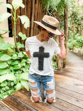 Load image into Gallery viewer, Splatter Cross V-Neck T-Shirt
