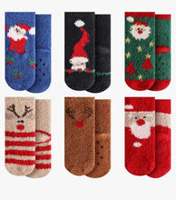 Load image into Gallery viewer, Kid Christmas Cupcake Fuzzy Non-Slip Slipper Socks size 6-12 years
