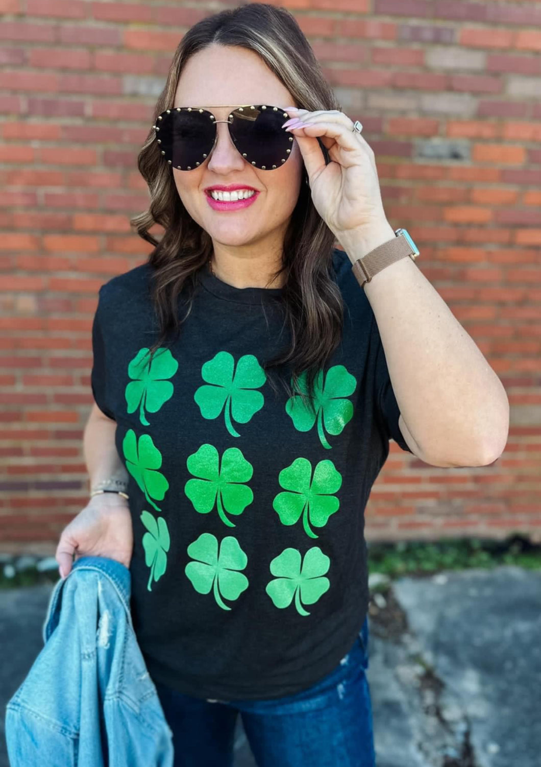 Glitter Lucky Clover Graphic Tee