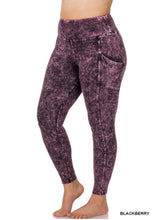 Load image into Gallery viewer, ZENANA PLUS MINERAL WASH WIDE WAISTBAND FULL LEGGINGS WITH POCKETS
