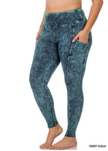 Load image into Gallery viewer, ZENANA PLUS MINERAL WASH WIDE WAISTBAND FULL LEGGINGS WITH POCKETS
