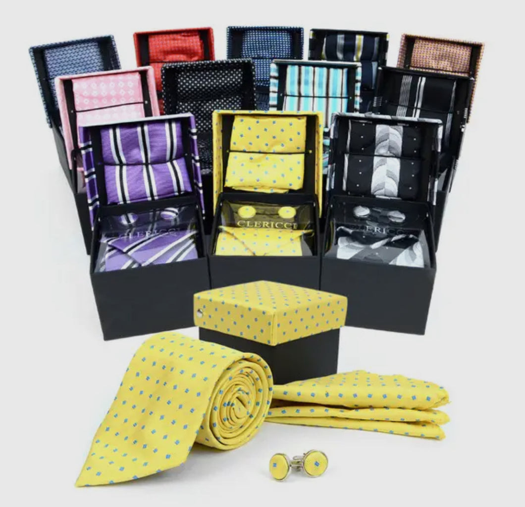 Men's Boxed Tie, Hanky and Pin Set