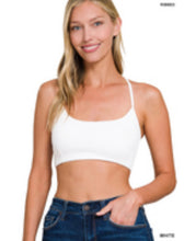 Load image into Gallery viewer, Zenana White SEAMLESS RIBBED 3-STRAP &amp; CROSS BACK BRALETTES*WITH REMOVABLE BRA PADS - krisglamcloset
