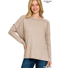 Load image into Gallery viewer, Soft Mélange Hacci Exposed Seam Hi-Low Tee
