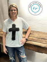 Load image into Gallery viewer, Splatter Cross V-Neck T-Shirt

