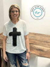 Load image into Gallery viewer, Splatter Cross V-Neck T-Shirt
