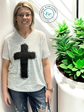 Load image into Gallery viewer, Splatter Cross V-Neck T-Shirt
