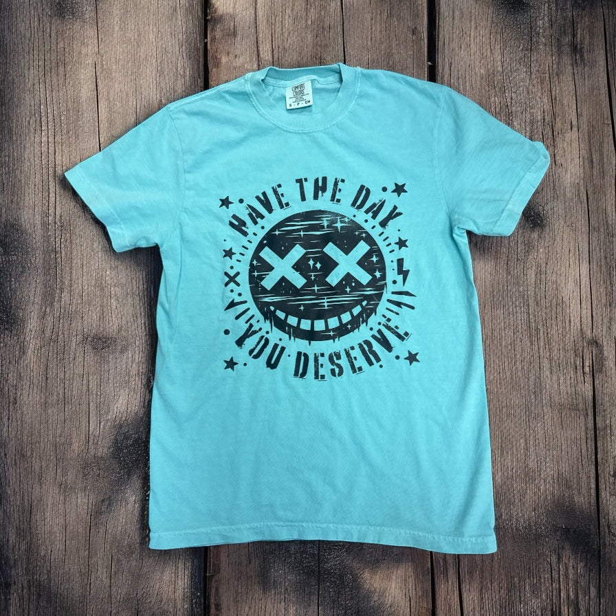 Have the Day You Deserve Tee – Blue (Comfort Colors) - krisglamcloset