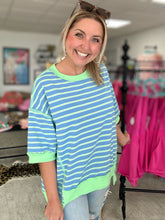 Load image into Gallery viewer, PREORDER ENDS Fri 7/12 at 6 pm seaside stripe top, blue - krisglamcloset
