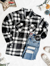 Load image into Gallery viewer, ONLINE ONLY Norah Plaid Shacket - Classic Black and White
