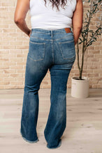 Load image into Gallery viewer, Miley High Waist Control Top Frayed Hem Flare Jeans - krisglamcloset
