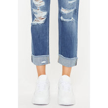 Load image into Gallery viewer, KanCan HIGH RISE CUFFED STRAIGHT LEG JEANS MEDIUM STONE WASH RIGID RELAXED STRAIGHT JEAN
