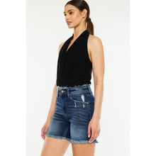 Load image into Gallery viewer, KanCan High Rise Dark Shorts with Waistband Fray Detail
