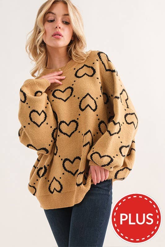 Heart Jacquard Oversized Sweater