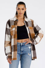 Load image into Gallery viewer, Boyfriend Oversized Soft Flannel Shacket Camel White
