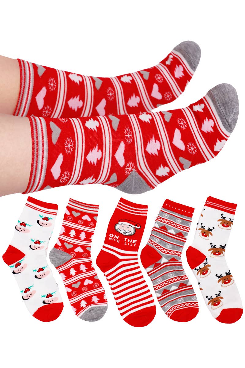 Christmas Festive Elastic Crew Socks