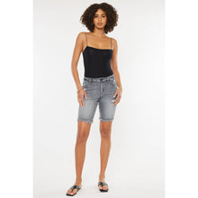 Load image into Gallery viewer, KanCan Dark Gray Mid Rise Bermuda Frayed Shorts
