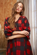 Load image into Gallery viewer, V NECK PLAID BABY DOLL DRESS:
