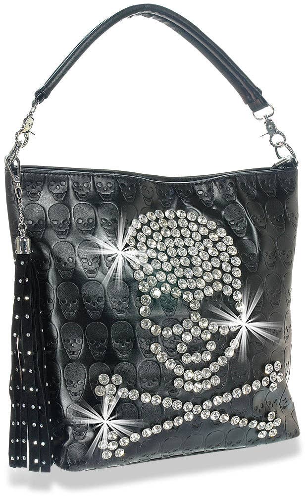 Skull Design Hobo Handbag