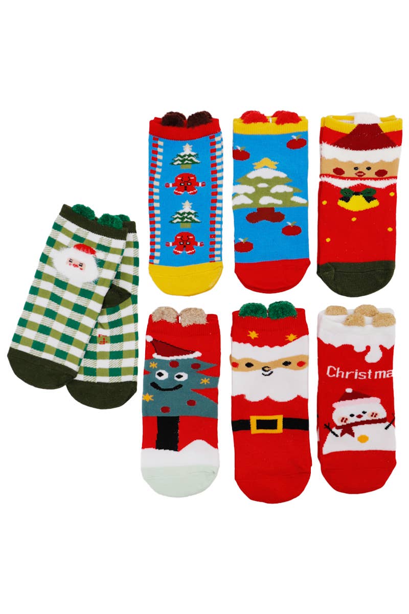 Kids Christmas Festive Elastic Quarter Socks