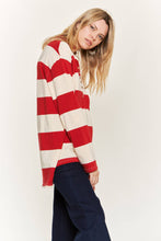 Load image into Gallery viewer, Jersey knit Allover striped Long sleeve Top CREAM/RED
