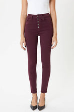 Load image into Gallery viewer, KanCan High Rise Burgundy super Skinny

