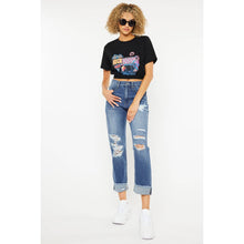 Load image into Gallery viewer, KanCan HIGH RISE CUFFED STRAIGHT LEG JEANS MEDIUM STONE WASH RIGID RELAXED STRAIGHT JEAN
