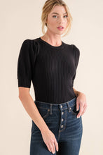 Load image into Gallery viewer, Puffed Half Sleeve Rib Basic Bodysuit
