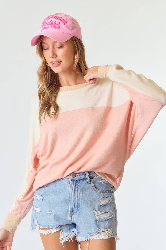COLORBLOCK DOLMAN KNIT TOP - krisglamcloset