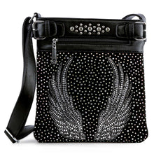 Load image into Gallery viewer, Wings Design Rhinestone Crossbody Sling - Black
