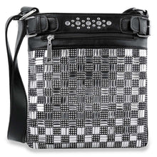 Load image into Gallery viewer, Rhinestone Check Design Crossbody Sling - Black
