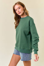 Load image into Gallery viewer, Round Neck Pleated Long Sleeve Fleece Sweatshirt
