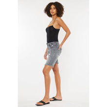 Load image into Gallery viewer, KanCan Dark Gray Mid Rise Bermuda Frayed Shorts
