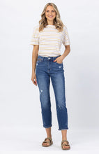 Load image into Gallery viewer, Judy Blue PLUS HI-RISE RAINBOW EMBROIDERY CROPPED STRAIGHT LEG
