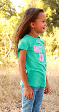 Load image into Gallery viewer, GIRLS&#39; GOOD VIBES ON TURQUOISE CREWNECK TEE
