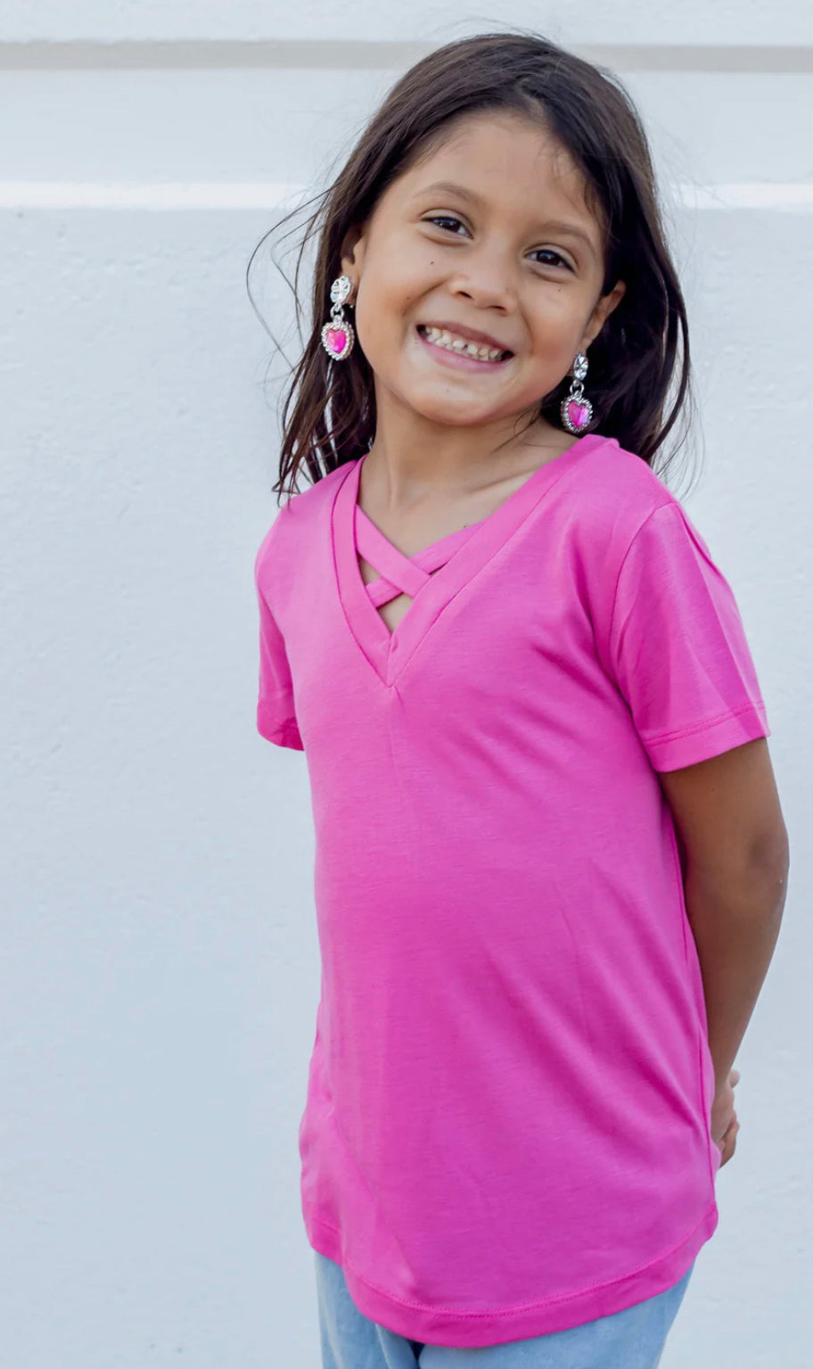 GIRLS' TANGLED V-NECK BASICS IN PINK