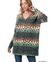 Load image into Gallery viewer, ZENANA JACQUARD LEOPARD LONG SLEEVE V-NECK TOP
