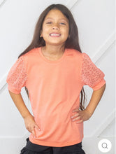 Load image into Gallery viewer, GIRLS JUST LIKE MAMA LACE SLEEVE TOP IN PEACH
