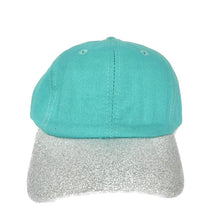 Load image into Gallery viewer, GIRLS SILVER GLITTER BILL HAT, TURQUOISE
