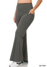 Load image into Gallery viewer, Zenana ATHLETIC WIDE WAISTBAND FLARE YOGA PANTS Ash Grey
