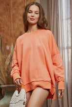 Load image into Gallery viewer, Peach Side Slit Oversized Sweatshirt
