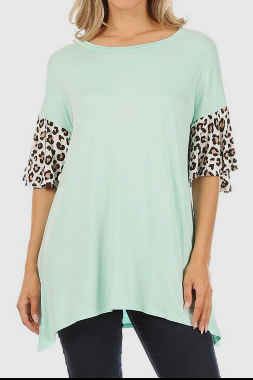 Casual A-Line Soft T-Shirt Tunic Top Mint